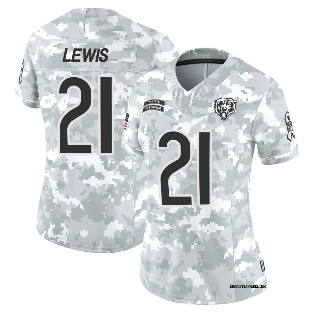 Limited Arctic Camo Women's Cam Lewis Chicago Bears 2024 Salute to Service Jersey