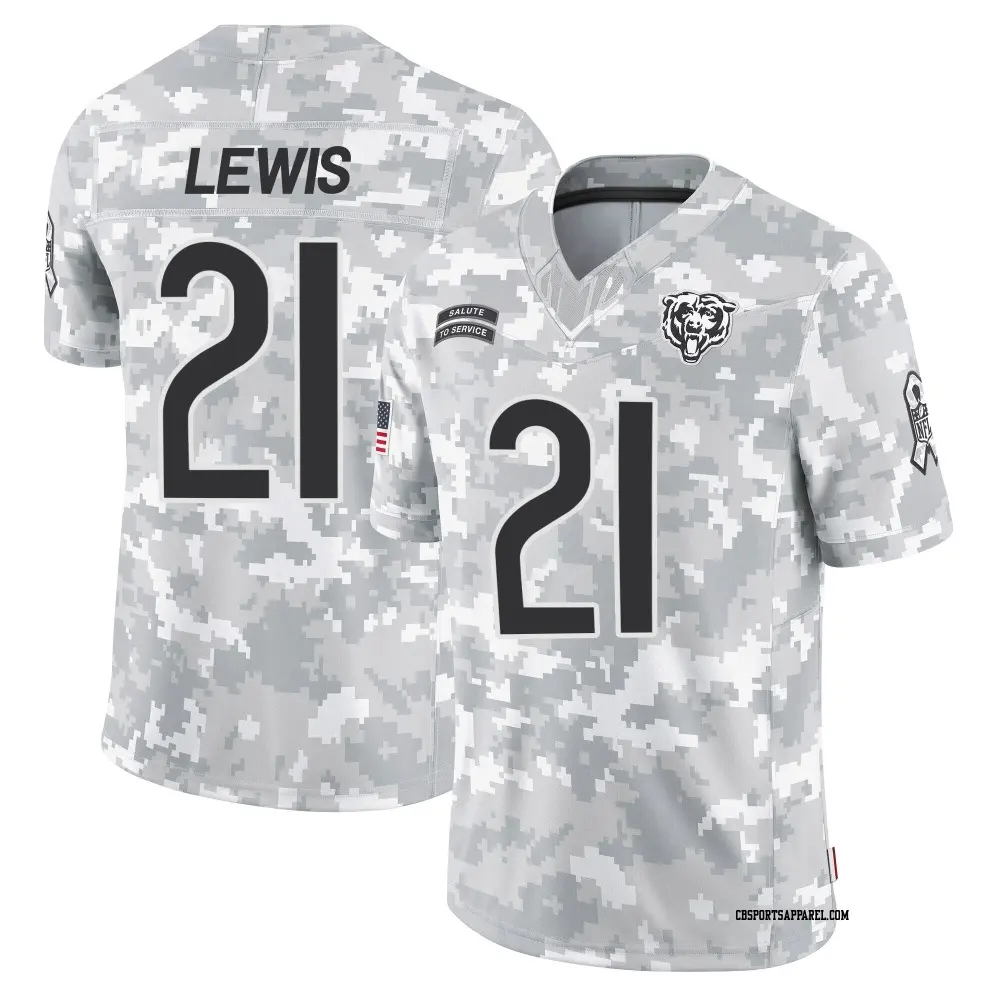 Limited Arctic Camo Youth Cam Lewis Chicago Bears 2024 Salute to Service Jersey
