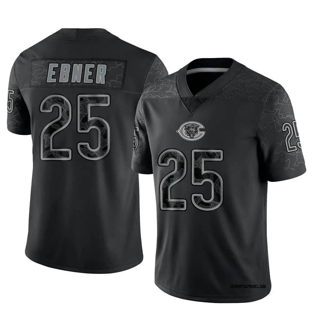 Limited Black Men's Trestan Ebner Chicago Bears Reflective Jersey