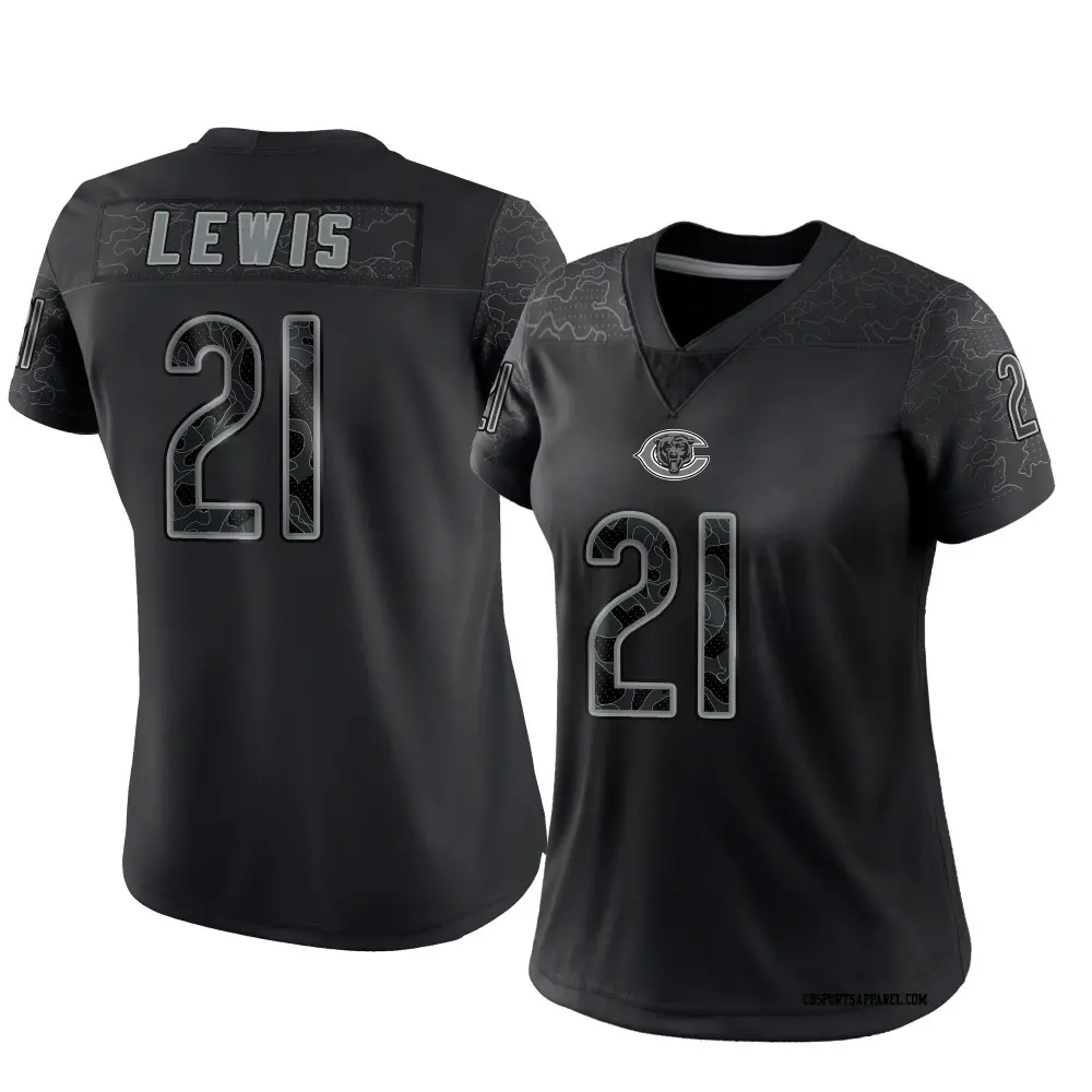 Limited Black Women's Cam Lewis Chicago Bears Reflective Jersey