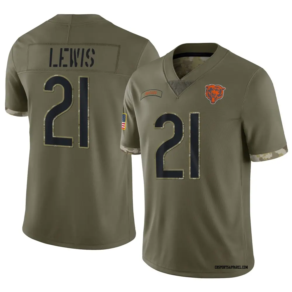 Limited Olive Men's Cam Lewis Chicago Bears 2022 Salute To Service Jersey